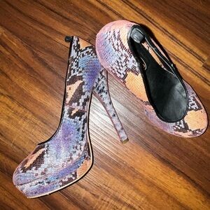 Multi-colored snakeskin platform heels - size 6 - Hadari